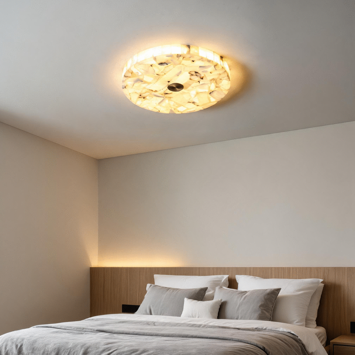Round Alabaster Flush Mount Ceiling Light - view 4