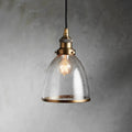 Industrial Cloche Pendant Light in Antiqued Brass - view 1