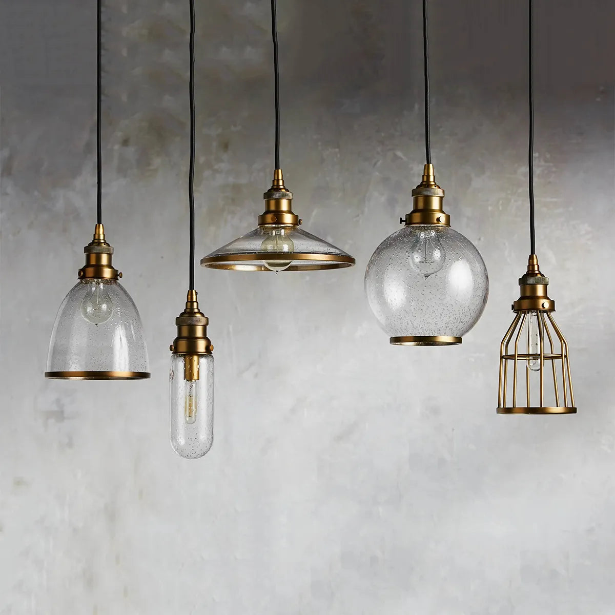 Industrial Cloche Pendant Light in Antiqued Brass - view 4