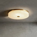Contemporary Brass Round Alabaster Ceiling Light - view 1