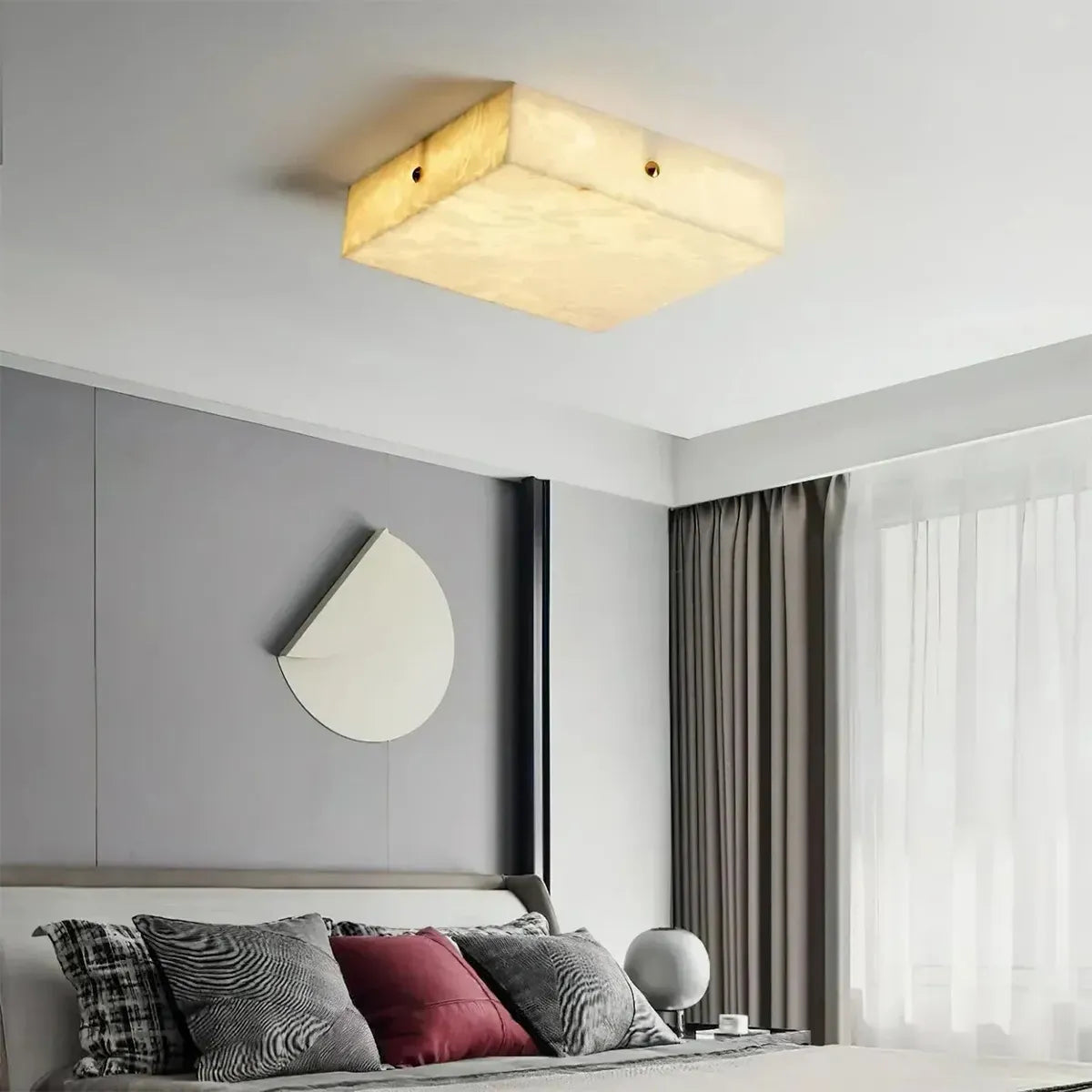 Minimalist Square Alabaster Flush Mount Ceiling Light - view 4