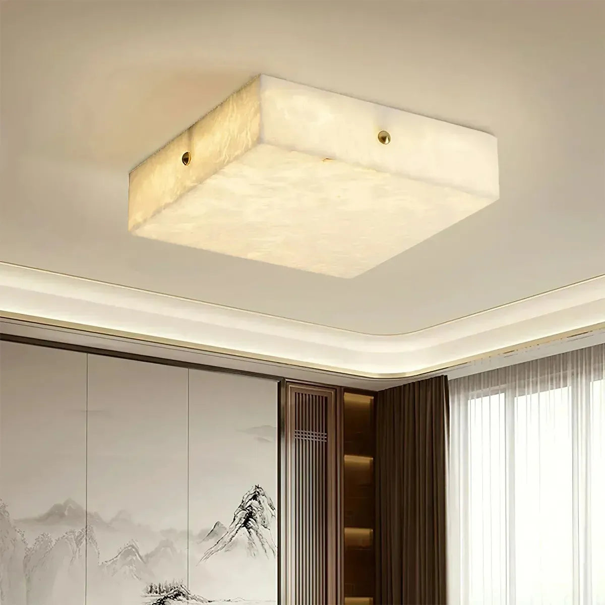 Minimalist Square Alabaster Flush Mount Ceiling Light - view 5