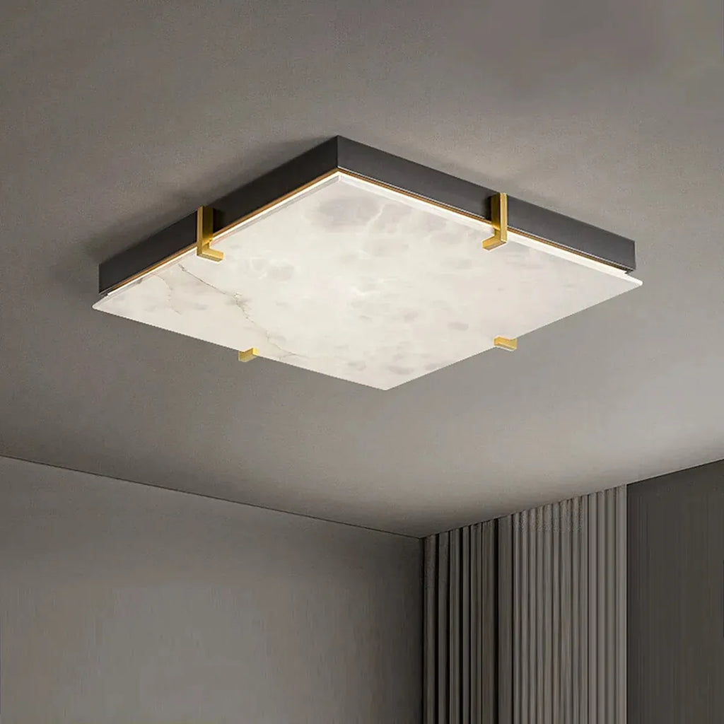 Black Alabaster Square Flush Mount Ceiling Light - view 3