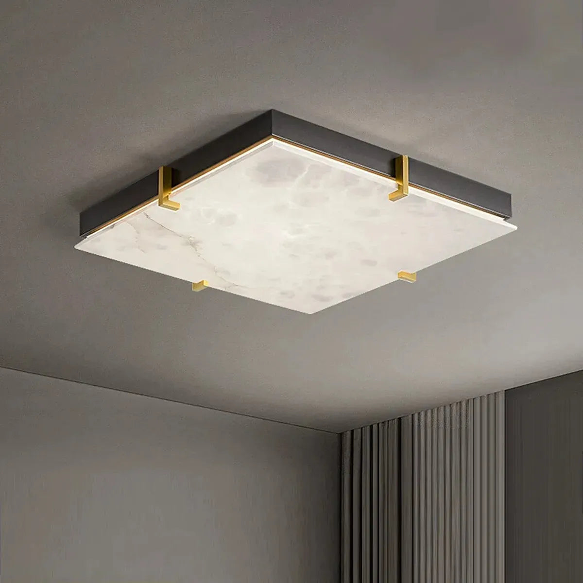Black Alabaster Square Flush Mount Ceiling Light - view 3