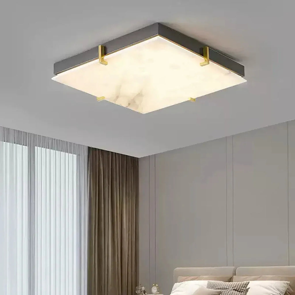 Black Alabaster Square Flush Mount Ceiling Light - view 4