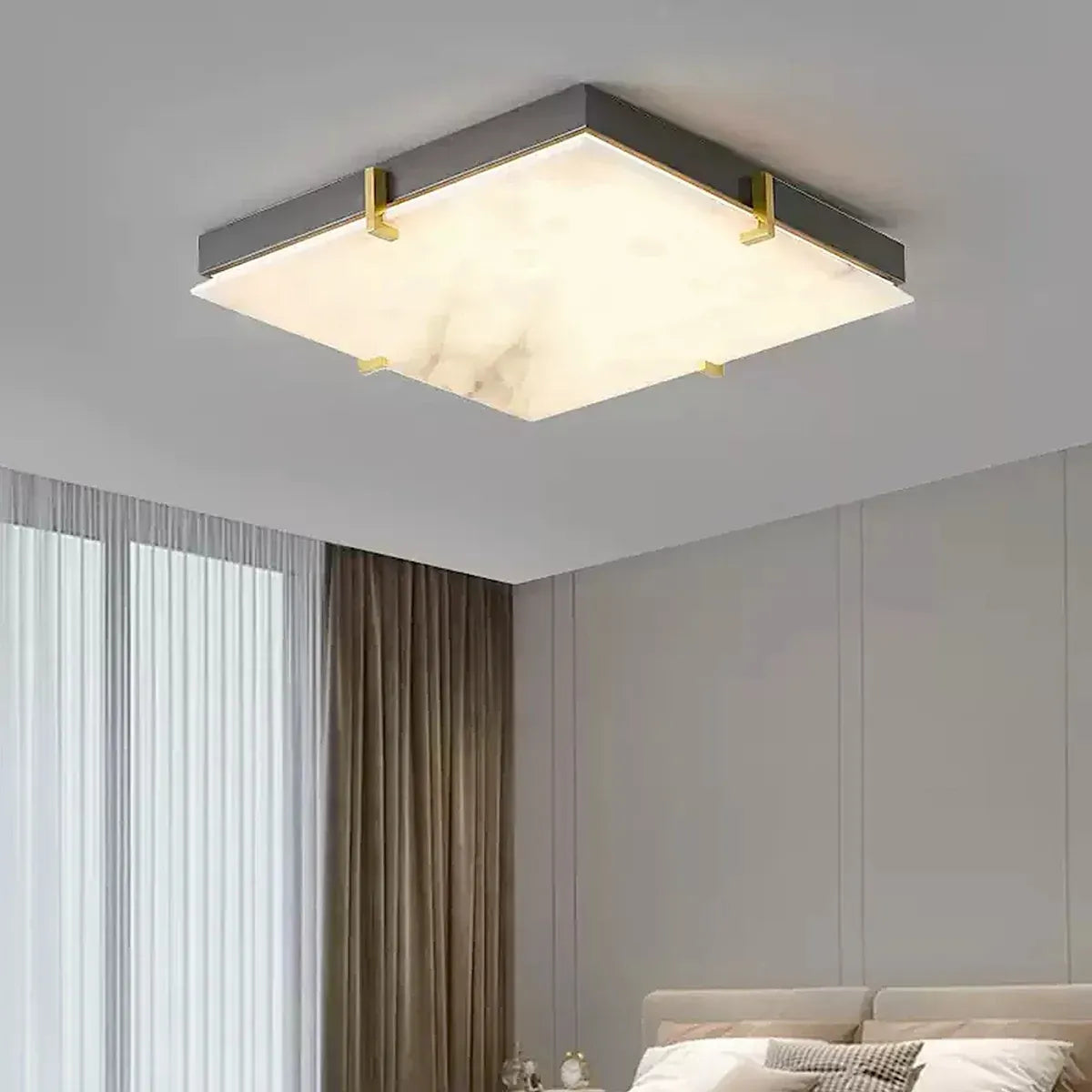 Black Alabaster Square Flush Mount Ceiling Light - view 4