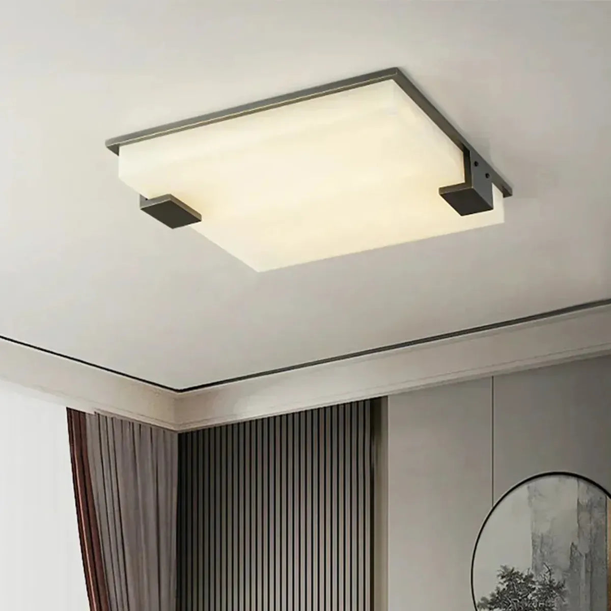Square Alabaster Ceiling Lamp – Modern Decorative Lighting for Bedroom - view 4