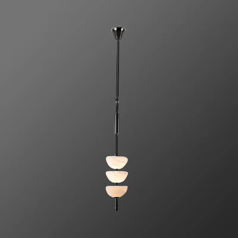 Alabaster Triple Half Spheres Vertical Suspension Light - view 1