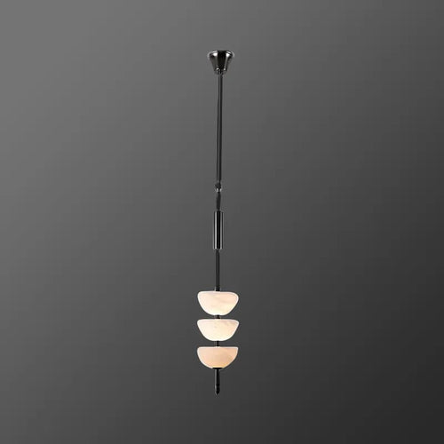 Alabaster Triple Half Spheres Vertical Suspension Light - view 1