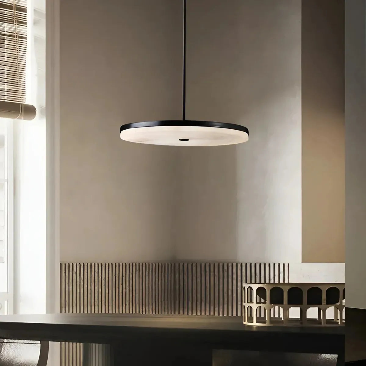 Disc Alabaster Pendant Light – Modern Ceiling Fixture - view 10