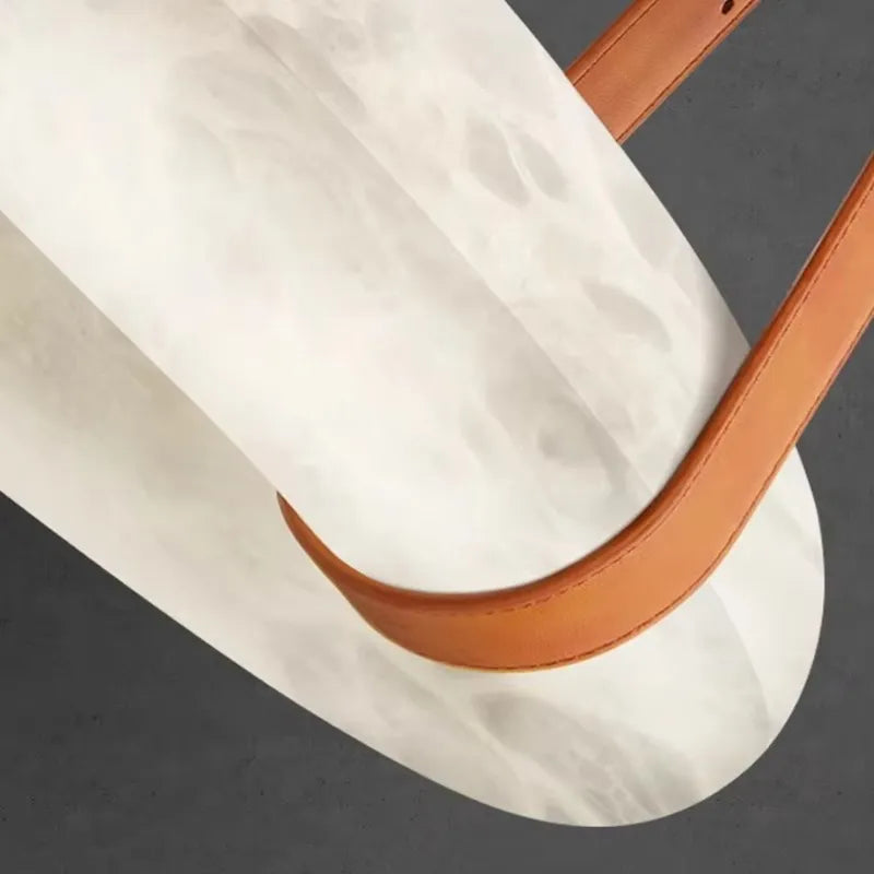 Oslo Ring Alabaster Pendant Lamp with Leather Straps - view 2