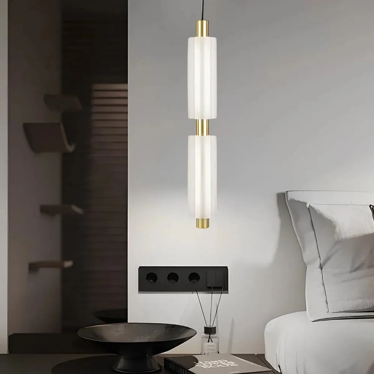 Cylindrical LED Alabaster Pendant Lamp - view 2