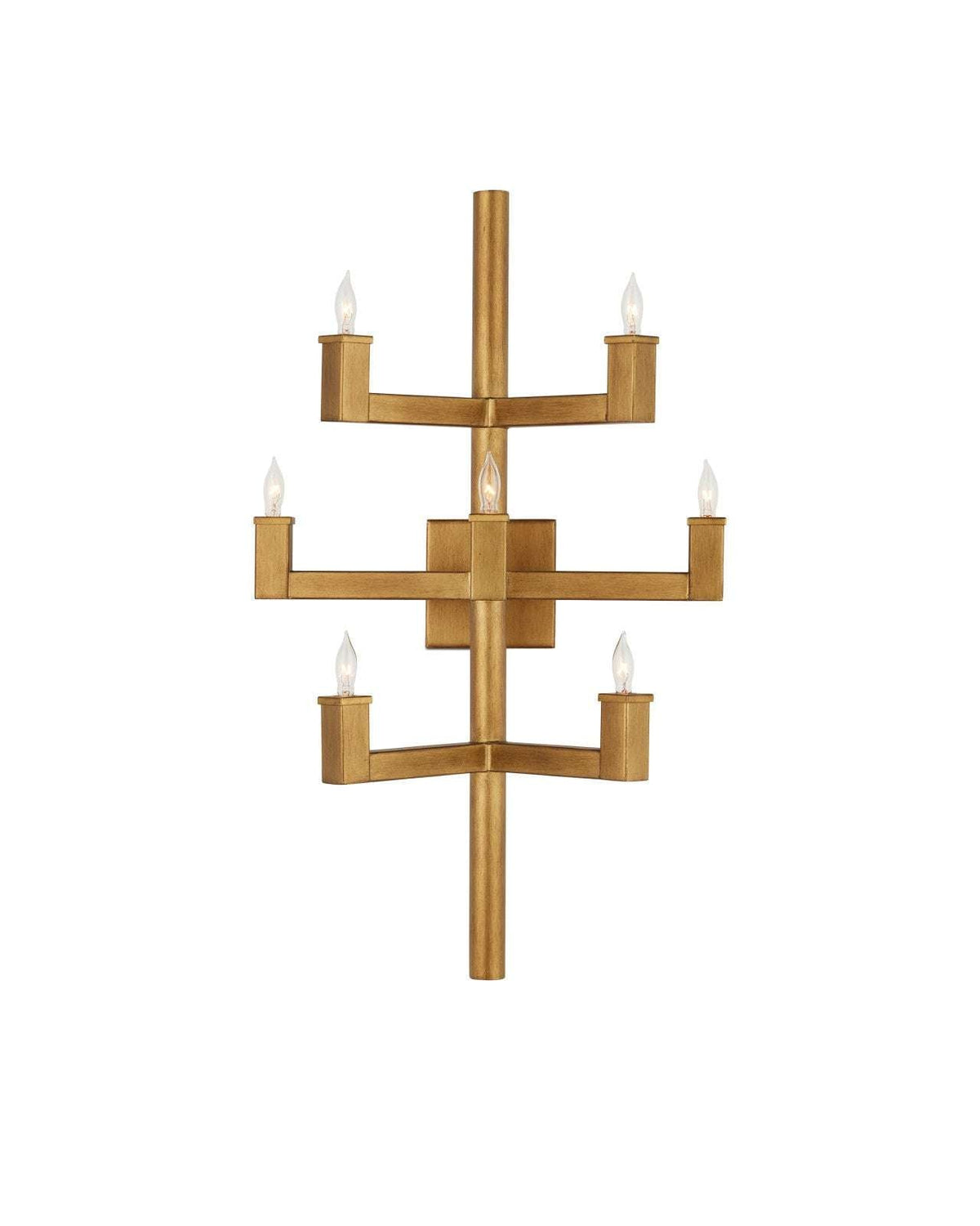 Linear Brass Candle Wall Sconce – Modern Brass Candle Wall Sconce - view 1