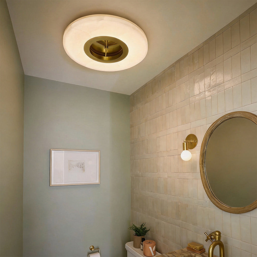 Alto Alabaster Flush Mount Light – Modern Alabaster Ceiling Light - view 2