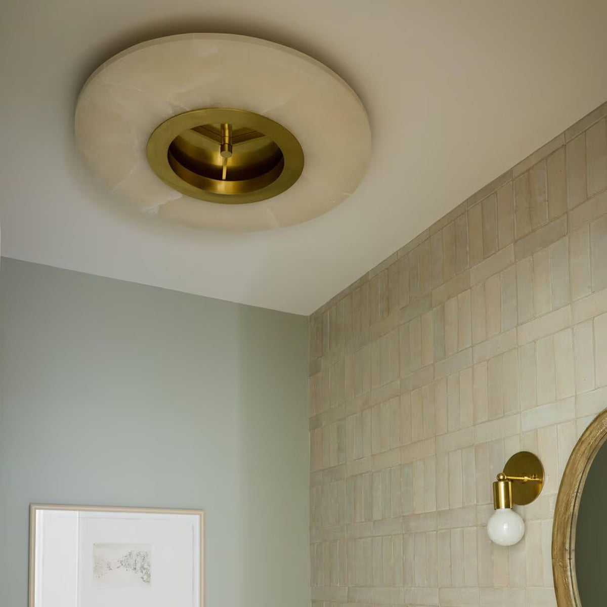 Alto Alabaster Flush Mount Light – Modern Alabaster Ceiling Light - view 3