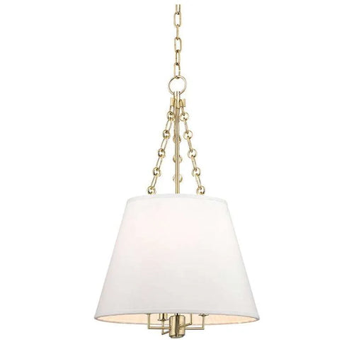 Aged Brass Linen Shade Pendant – Modern Brass Pendant Light - view 1