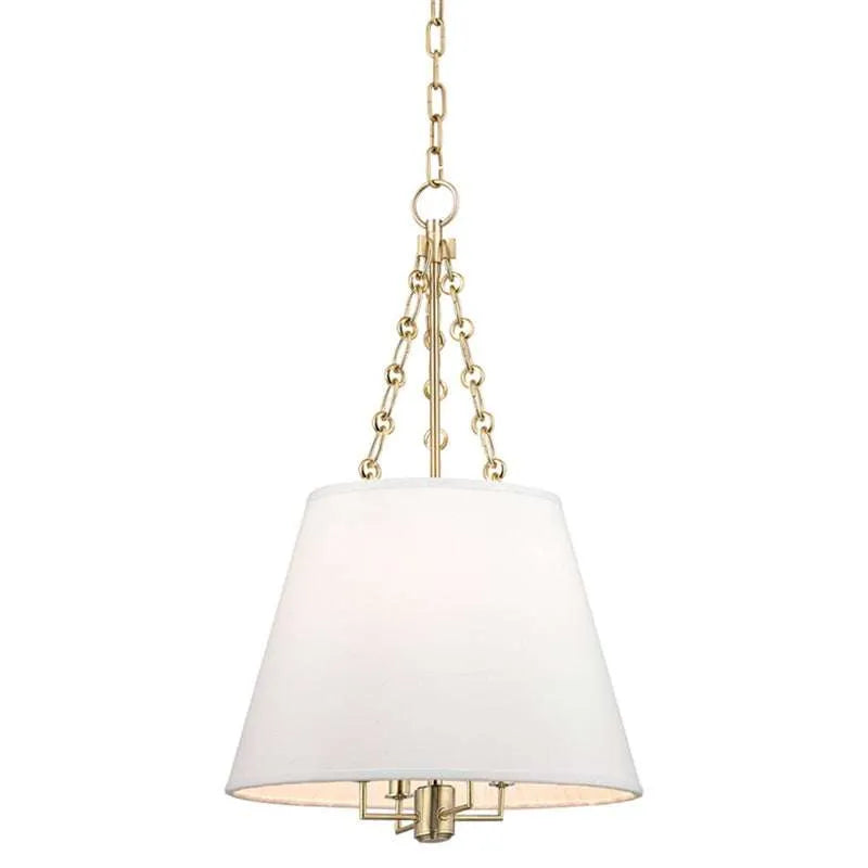 Aged Brass Linen Shade Pendant – Modern Brass Pendant Light - view 2