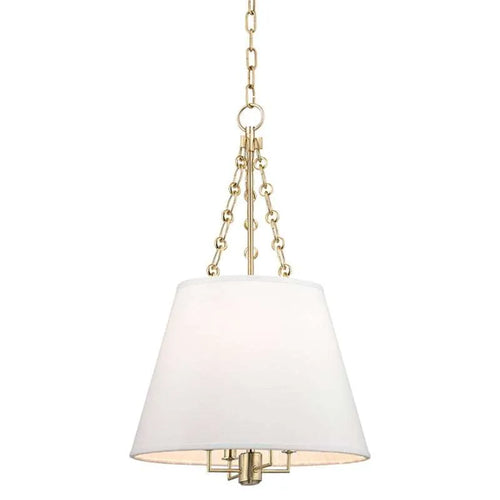 Aged Brass Linen Shade Pendant – Modern Brass Pendant Light - view 2