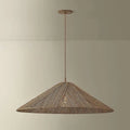 Natural Handwoven Flat Disc Pendant Light - view 1