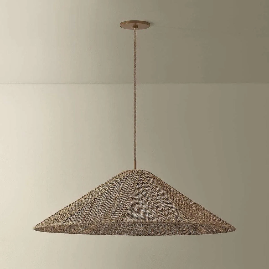 Natural Handwoven Flat Disc Pendant Light - view 2