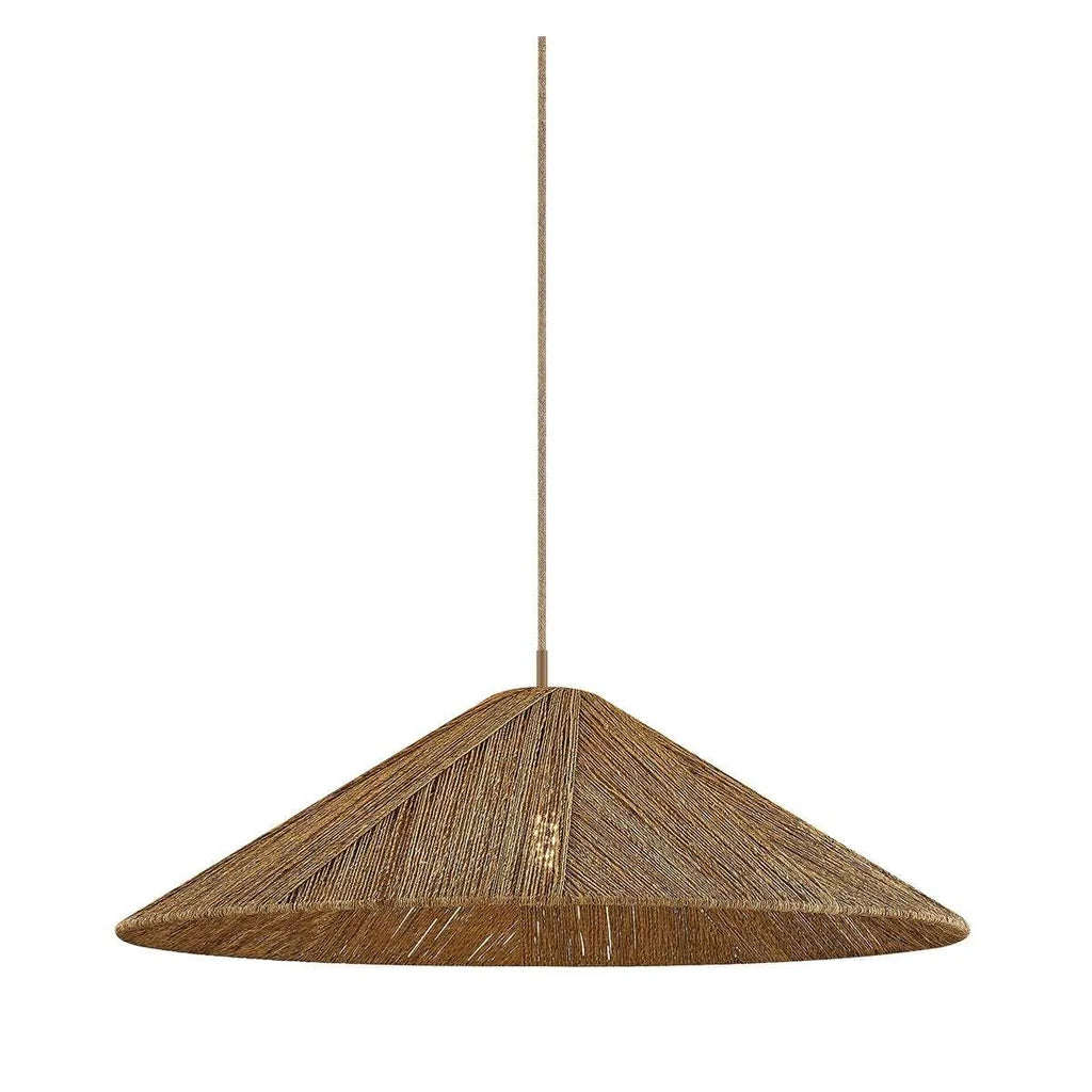 Natural Handwoven Flat Disc Pendant Light - view 3