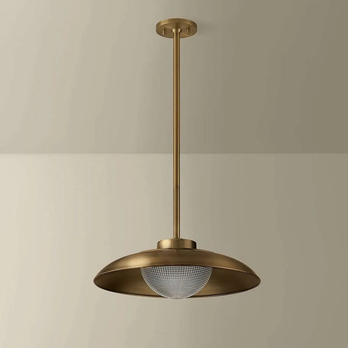 Patina Brass Bowl Pendant Light — Aged Brass Hanging Light - view 1