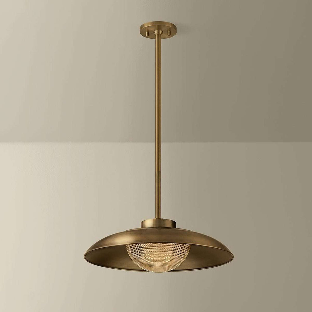Patina Brass Bowl Pendant Light — Aged Brass Hanging Light - view 2
