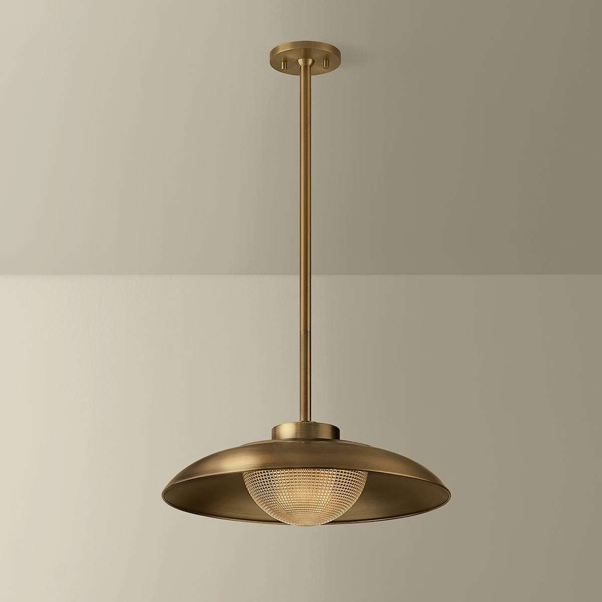 Patina Brass Bowl Pendant Light — Aged Brass Hanging Light - view 2