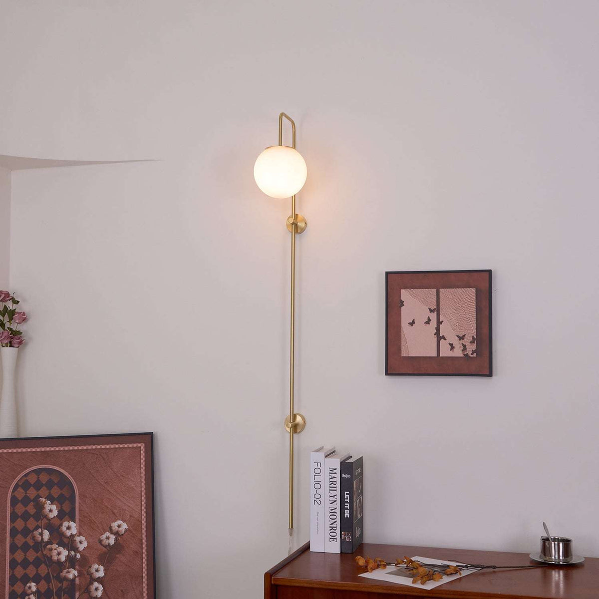 Aurelia Globe Plug-In Vintage Wall Sconce - view 3