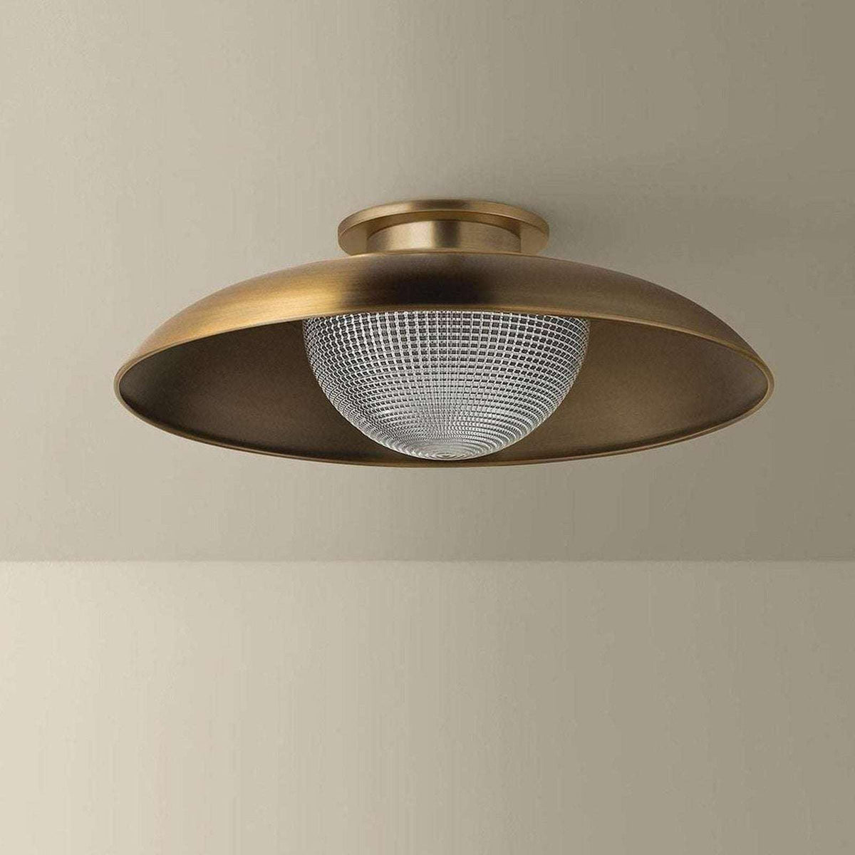 Patina Brass Prismatic Glass Semi Flush Ceiling Light - view 2