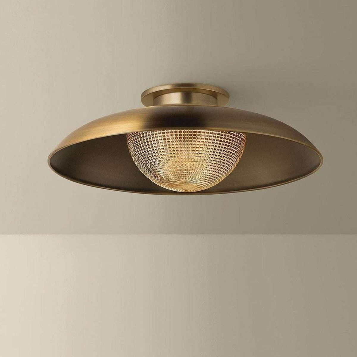 Patina Brass Prismatic Glass Semi Flush Ceiling Light - view 3