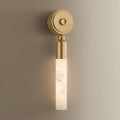 Vintage Brass Alabaster LED Wall Sconce with Stone Shade - view 1