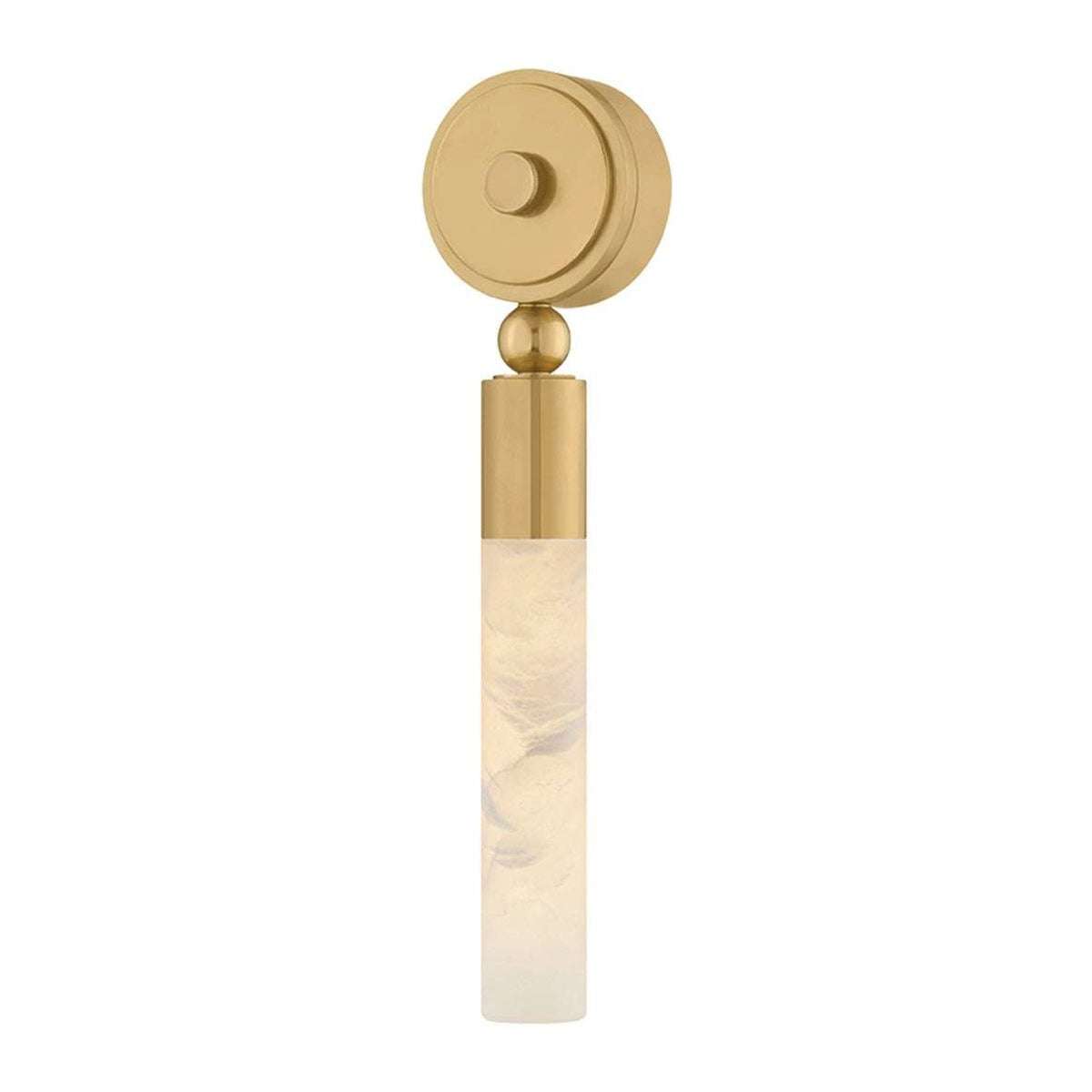 Vintage Brass Alabaster LED Wall Sconce with Stone Shade - view 2