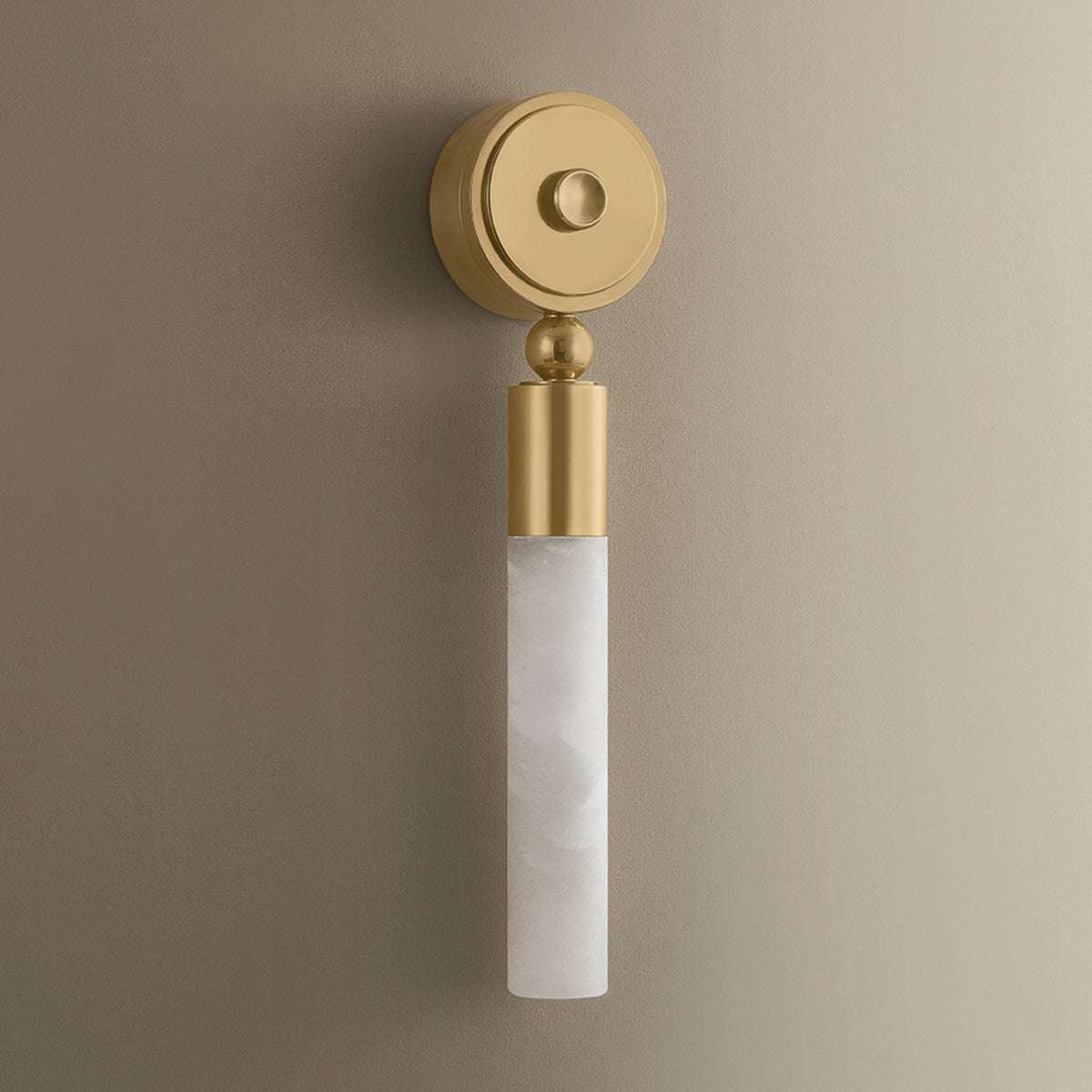 Vintage Brass Alabaster LED Wall Sconce with Stone Shade - view 3