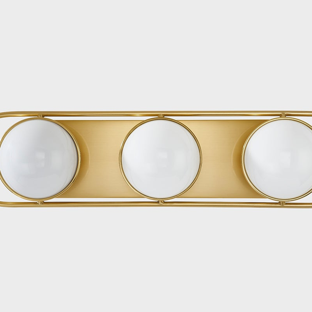 Lyra Aged Brass Globe Vanity Sconce - Warm Ambient Bathroom Light - view 12