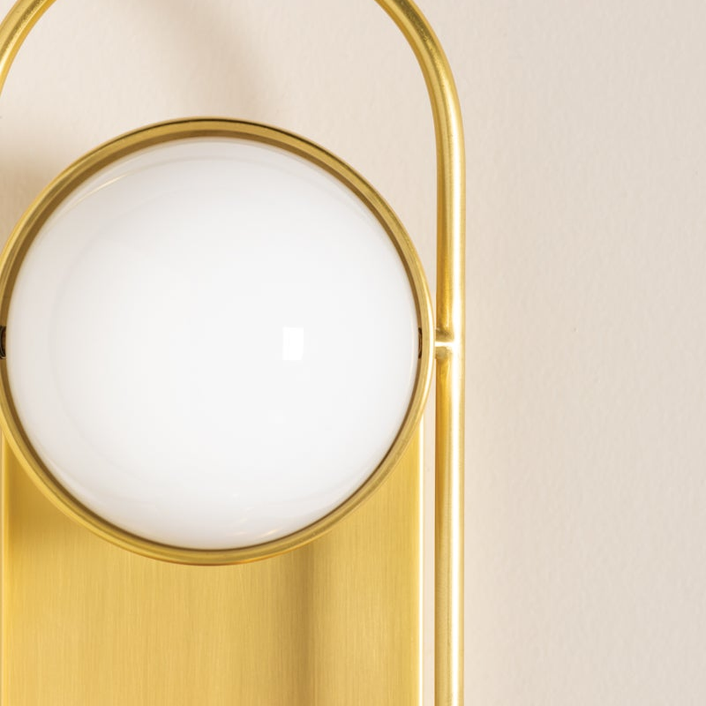 Lyra Aged Brass Globe Vanity Sconce - Warm Ambient Bathroom Light - view 2