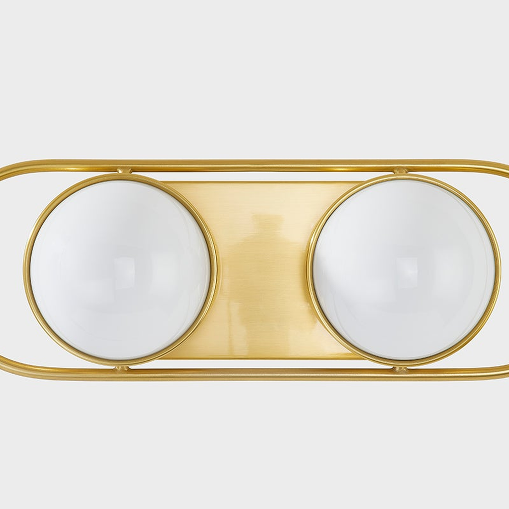 Lyra Aged Brass Globe Vanity Sconce - Warm Ambient Bathroom Light - view 9