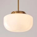 Schoolhouse Satin Brass Pendant Light with Opal Globe - view 1