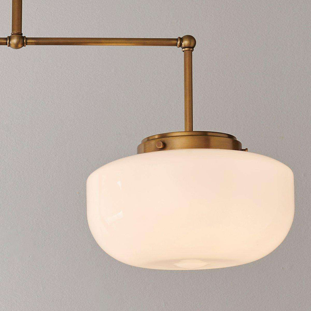 Schoolhouse Satin Brass Pendant Light with Opal Globe - view 4