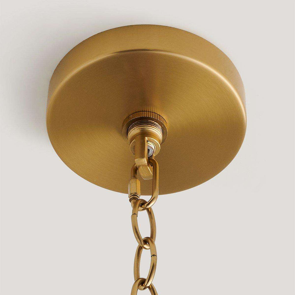 Handwoven Rattan Pendant Light with Aged Brass - view 4