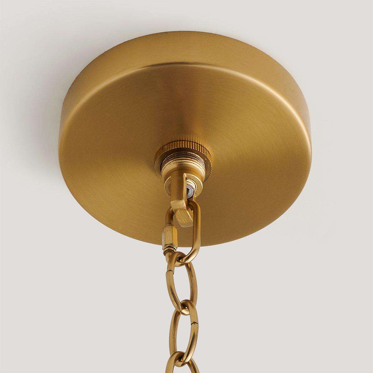 Handwoven Rattan Pendant Light with Aged Brass - view 4