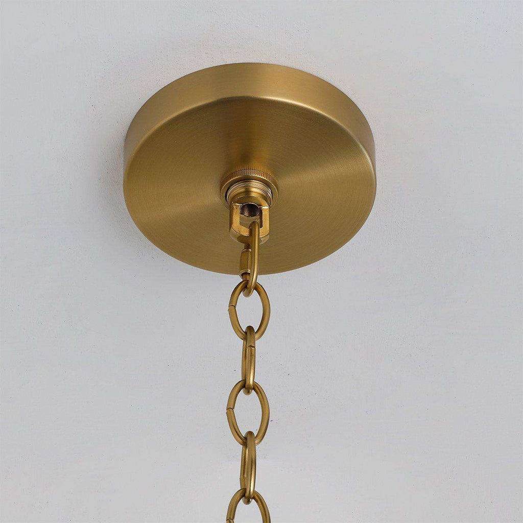 Handwoven Rattan Pendant Light with Aged Brass - view 7