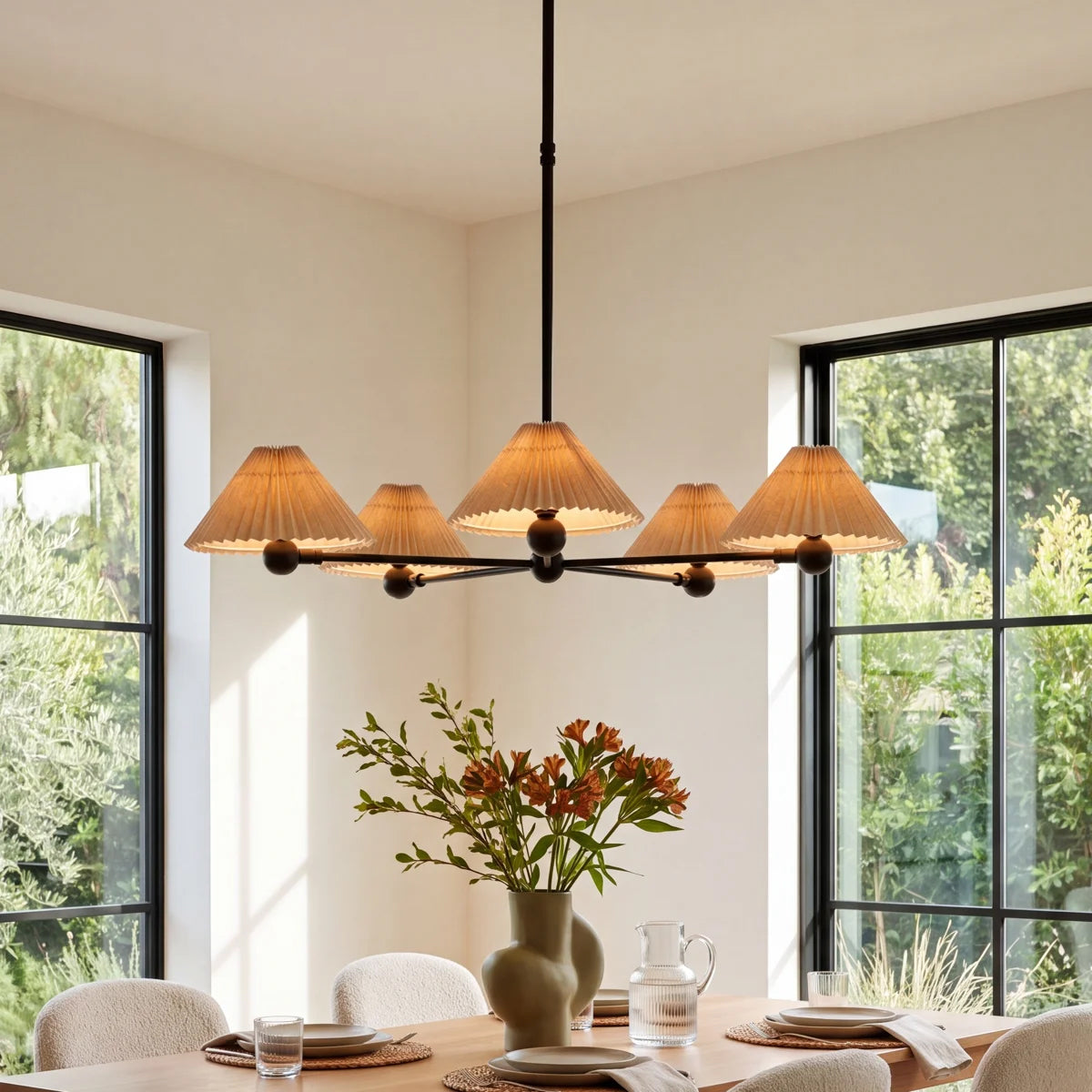 Clyde Mid-Century Brass Open-Arm Chandelier - view 2
