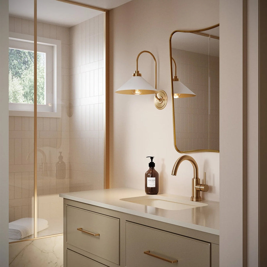 Clivedon Aged Brass Globe Bathroom Vanity Sconce - view 7