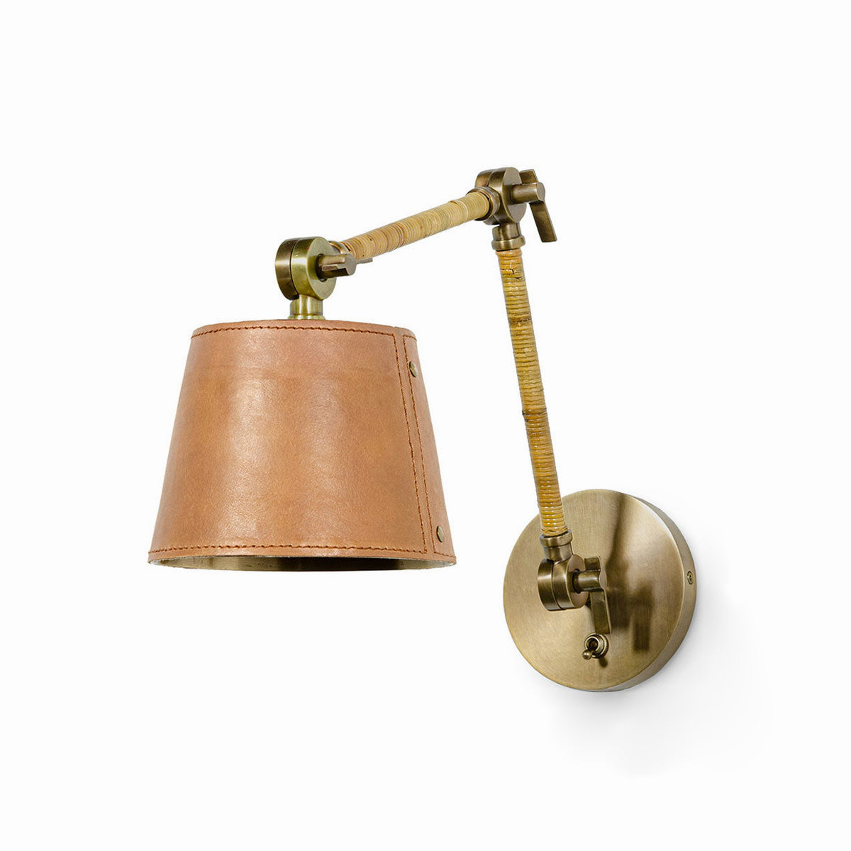 Hendrick Articulating Sconce - Adjustable Brass & Leather Wall Light - view 1