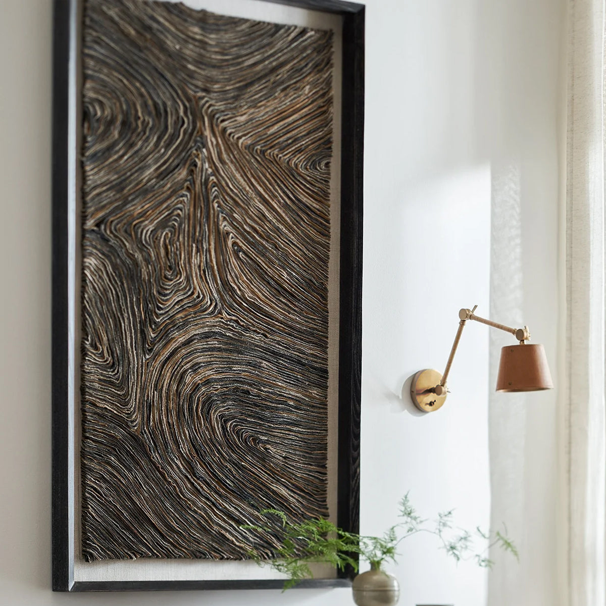 Hendrick Articulating Sconce - Adjustable Brass & Leather Wall Light - view 3