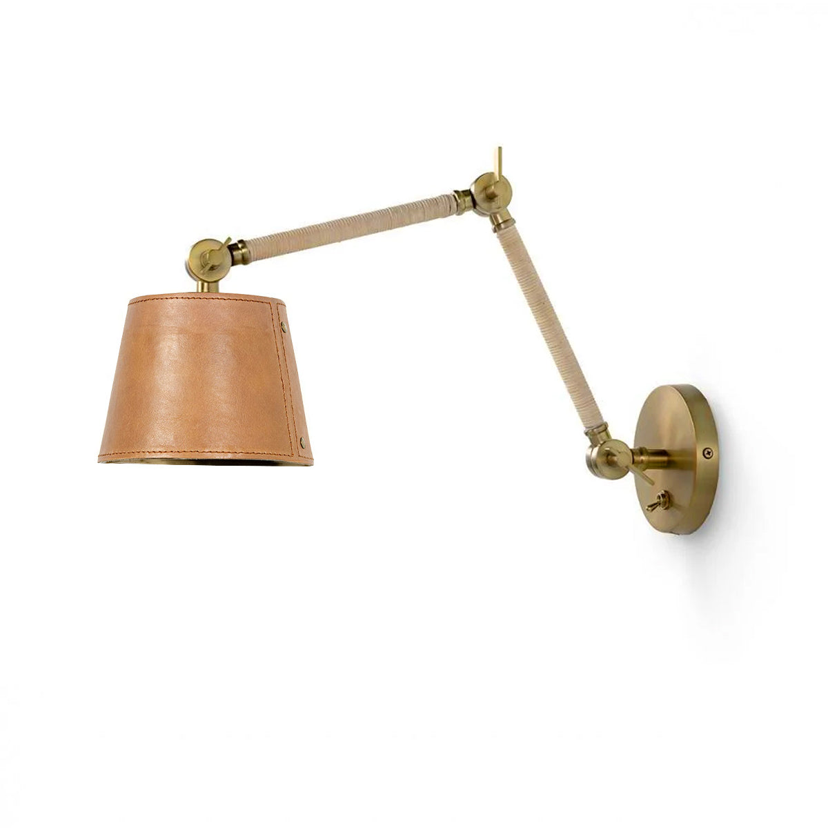 Hendrick Articulating Sconce - Adjustable Brass & Leather Wall Light - view 5