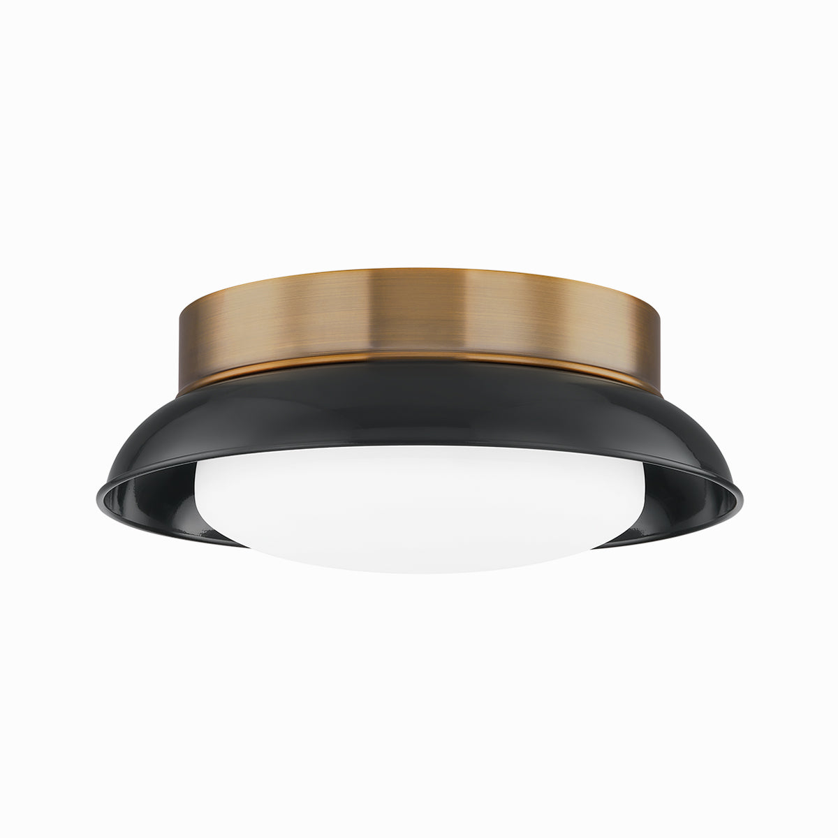 Two-Light Glossy Shade and Brass Flush Mount Ceiling Light - view 1
