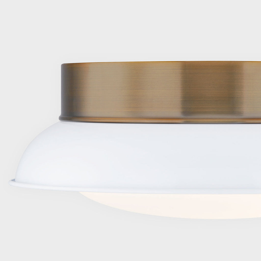 Two-Light Glossy Shade and Brass Flush Mount Ceiling Light - view 3
