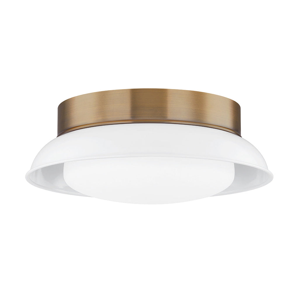 Two-Light Glossy Shade and Brass Flush Mount Ceiling Light - view 4